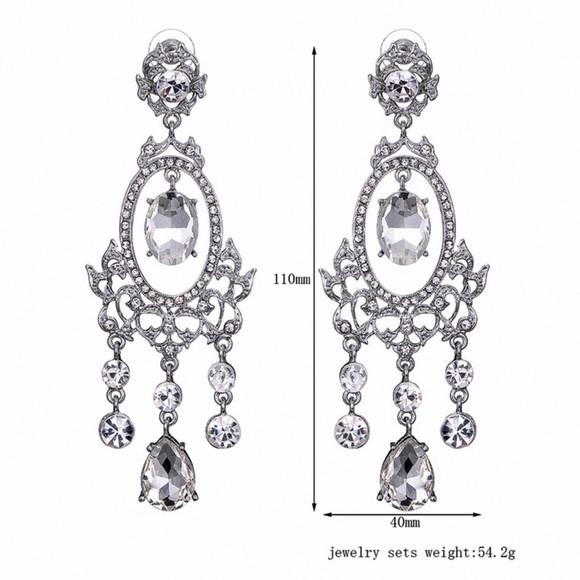 Crystal Chandelier Prom Bridal Pageant Earrings - Picture 6 of 7